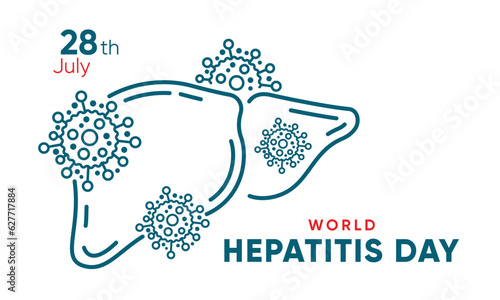 Creative design for World Hepatitis Day, icon, social media and poster. Vector illustration. July 28. Hepatic desease, cancer and cirrhosis abstract concept graphic.