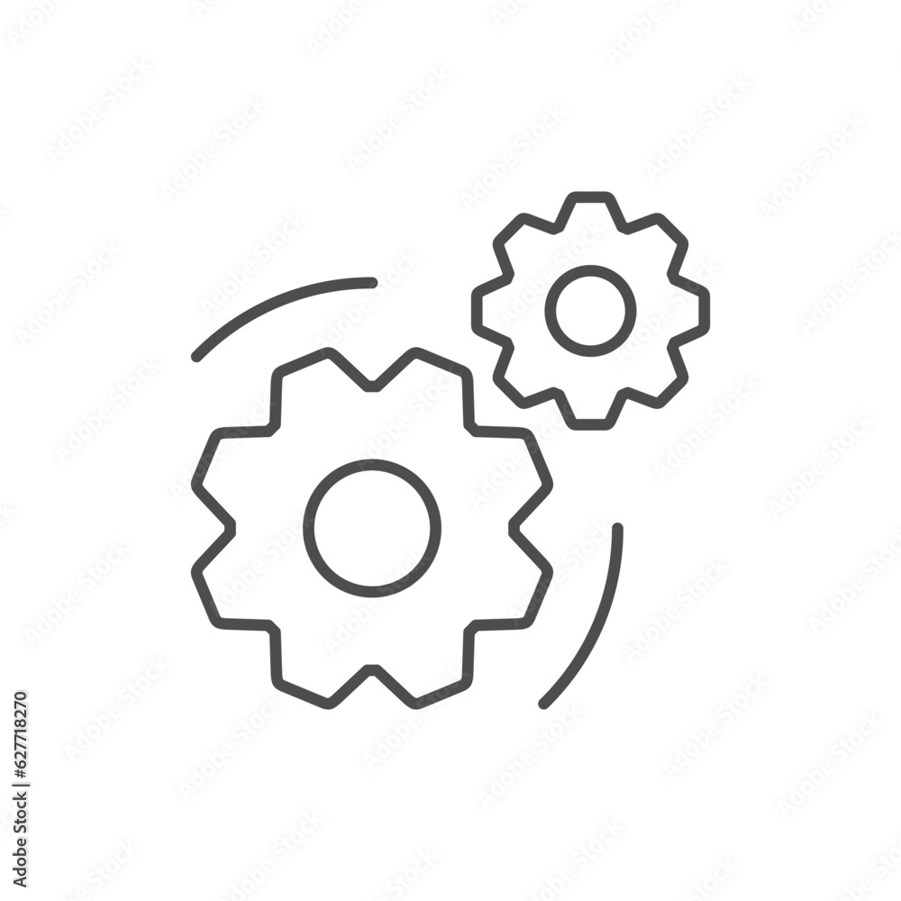 Two cogwheels line outline icon Two cogwheels line outline icon