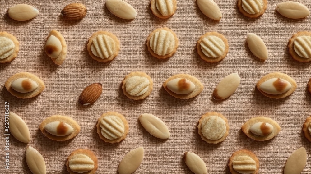 A creative and minimalist of French almond cookies. AI generated
