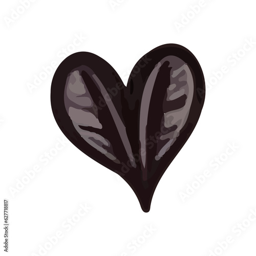 Halloween element black heart. Hand drawn vector heart. Perfect for scrapbooking, card, invitation, poster, sticker kit.