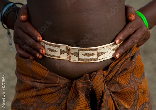 Himba Teenager Belt Made With Pvc, Epupa, Namibia photo