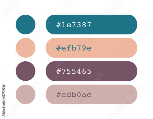 Blue, pink color palette, light colors catalog, color matching, RGB, CMYK, Pantone colors, harmonious colors palette sample, design and edit idea, with hex code