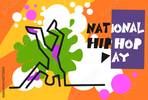 National hip hop day, august 11, social media post, web, poster, background, greeting card, banner concept, suitable for sale, vector illustration.