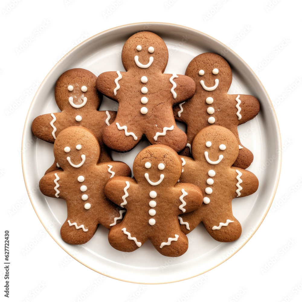 Delicious Plate of Gingerbread Cookies Isolated on a Transparent Background Delicious Plate of Gingerbread Cookies Isolated on a Transparent Background