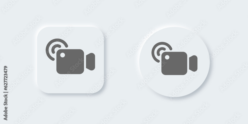 Live solid icon in neomorphic design style. Video broadcasting signs vector illustration. Live solid icon in neomorphic design style. Video broadcasting signs vector illustration.