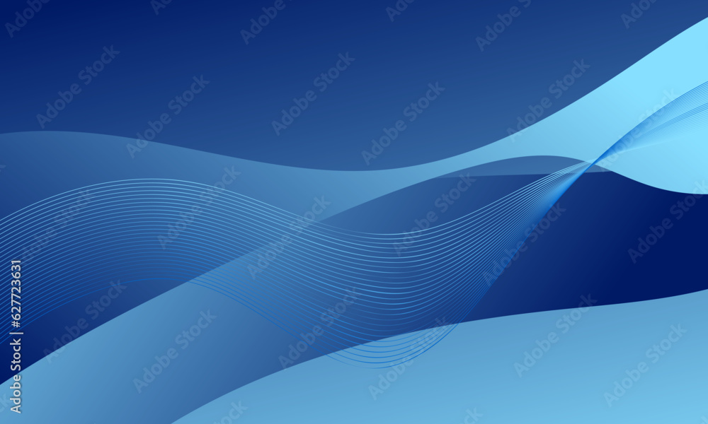 Obraz premium blue curves waves business lines with soft gradient abstract background