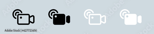 Live icon set in black and white. Video broadcasting signs vector illustration.