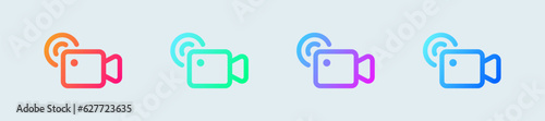 Live line icon in gradient colors. Video broadcasting signs vector illustration.