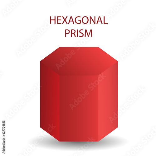 Vector hexagonal prism with gradients and shadow for game, icon, package design, logo, mobile, ui, web, education. 3d hexagon on a white background. Geometric figures for your design.