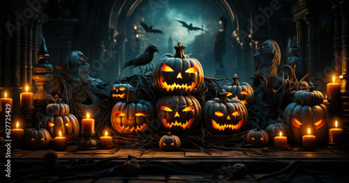 All Hallows' Eve: Spooky Halloween Themed Image with Pumpkins
