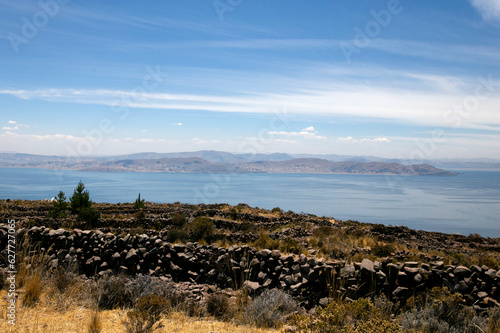 Views of Lake Titicaca from Taquile Island in Peru.