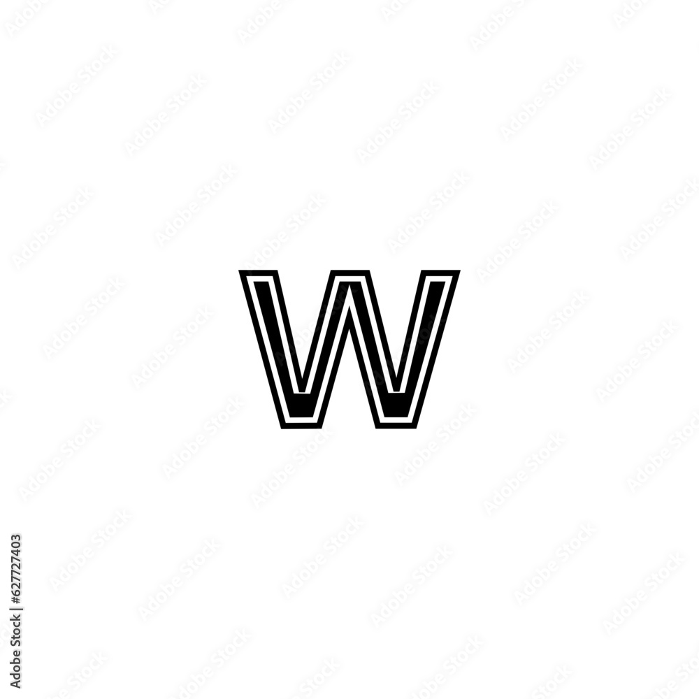 Letter W Logo Design Icon with Artistic Grunge Texture In Black and White Vector Illustration. W Letter Design Brush Paint Stroke. Letter Logo with Black Paintbrush Stroke.