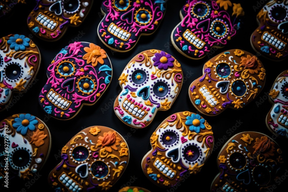 Colorful Day of Dead Sugar Cookies