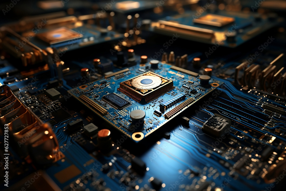 Highly detailed technology texture, AI supercomputer Chrome, insane level of detail throughout circuitry, cinematic depth of field, high contrast lighting, CPU and GPU , circuits interconection Highly detailed technology texture, AI supercomputer Chrome, insane level of detail throughout circuitry, cinematic depth of field, high contrast lighting, CPU and GPU , circuits interconection
