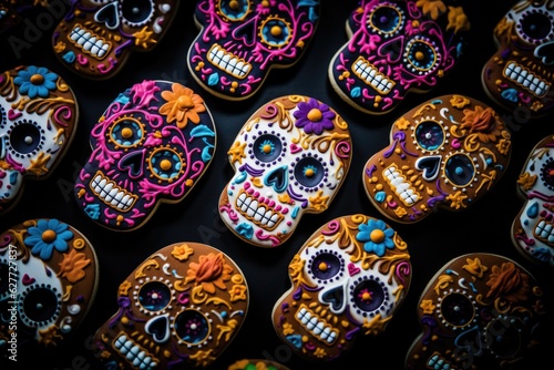 Colorful Day of Dead Sugar Cookies