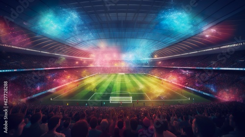 Full crowed soccer stadium made with Ai generative technology photo