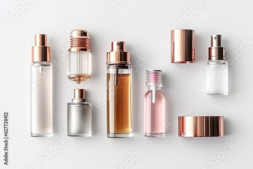 Set of Cosmetic Bottles On White Background
