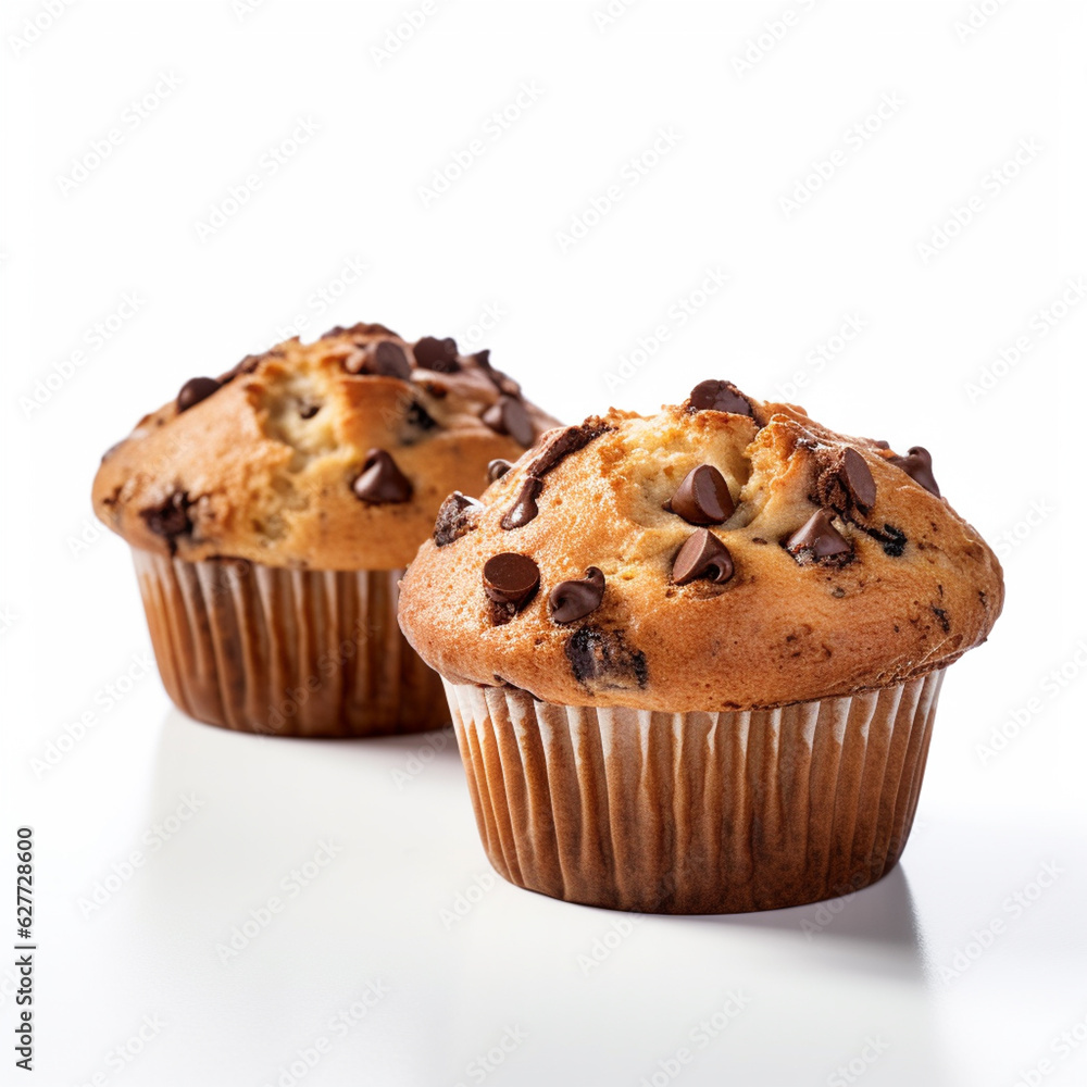 Chocolate Chip Muffins isolated on white Chocolate Chip Muffins isolated on white