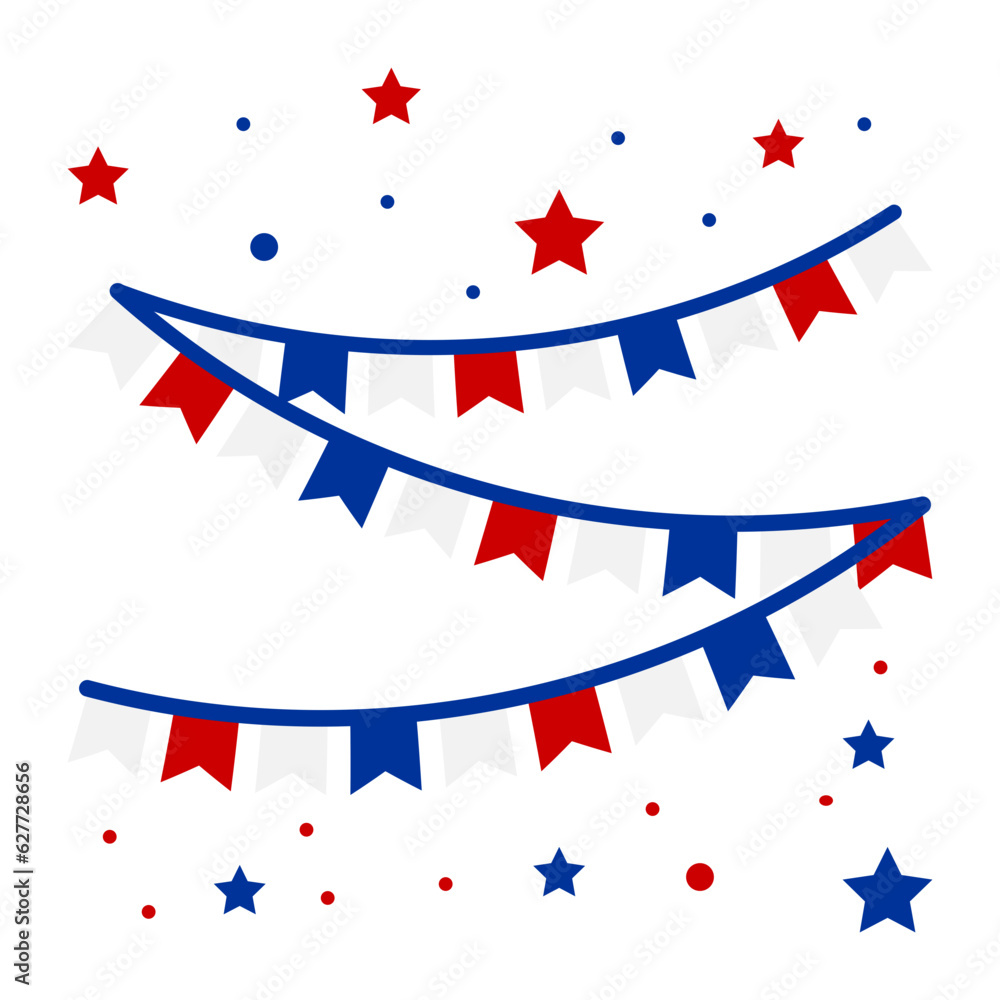 Fototapeta premium Bunting with Threads le 14 juillet Vector Icon Design, Bastille Day Symbol, National day of France Sign, French Revolution Stock illustration, French garlands pack Concept