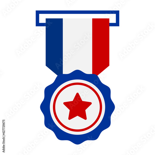 Legion of Honour or National Order of Merit Concept, royal blue 14th July Military Badge Vector Icon Design, Bastille Day Symbol, National day of France Sign, French Revolution Stock illustration
