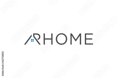 Real estate property logo design text linked initial A with roof house icon symbol
