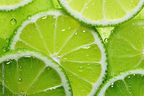 Photo Slices of fresh juicy green lemons