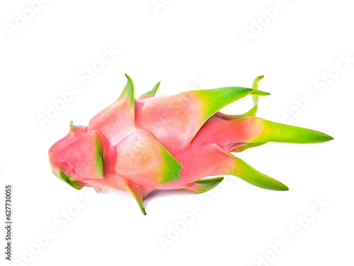 Fresh and Juicy Pink Organic Dragon Fruit White flesh and black seeds, colorful colors, isolated on a white background.