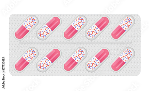 Set of medical pills in a blister pack