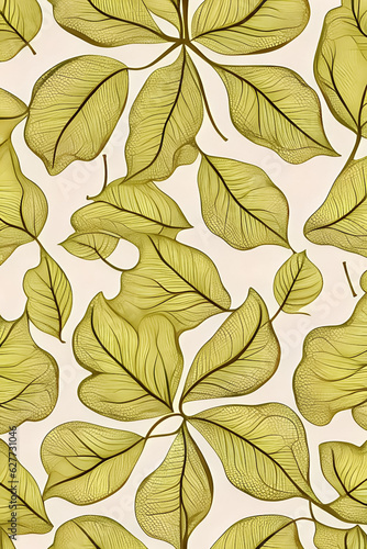 Seamless pattern with leaf veins. Gold color. Vector illustration.