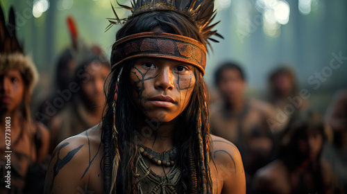 Yanomami indigenous tribe in Amazon rainforest.