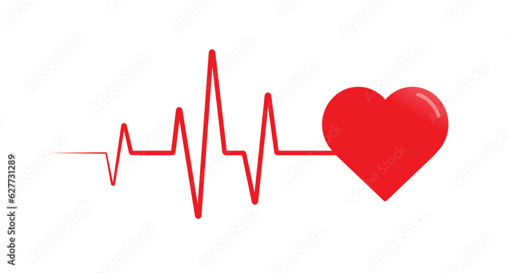 Heart Beat pulse line isolated on white background. Flat design. Vector illustration Heart Beat pulse line isolated on white background. Flat design. Vector illustration