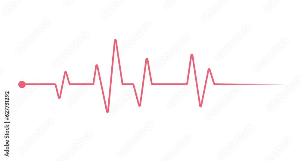 Red heartbeat line icon on white background. Pulse Rate Monitor. Vector illustration.