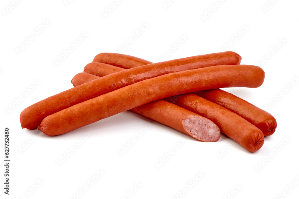 BBQ Roasted pork sausages, isolated on white background.