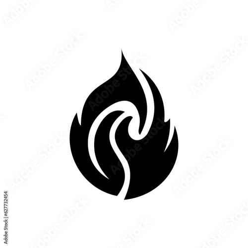 Fire, flame. black flame in abstract style on white background.