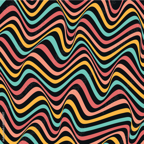 Modern liquify lines colorful background. Abstract liquify line background. Groovy 70s background wavy lines banner. Abstract geometric illustration