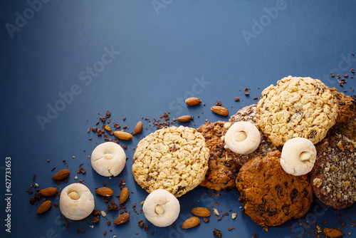 homemade cookies on dark blue background