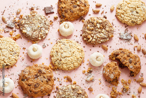 homemade cookies   on pink background