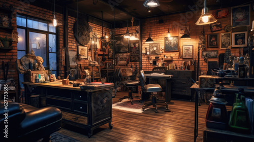 Modern interior of a tattoo studio