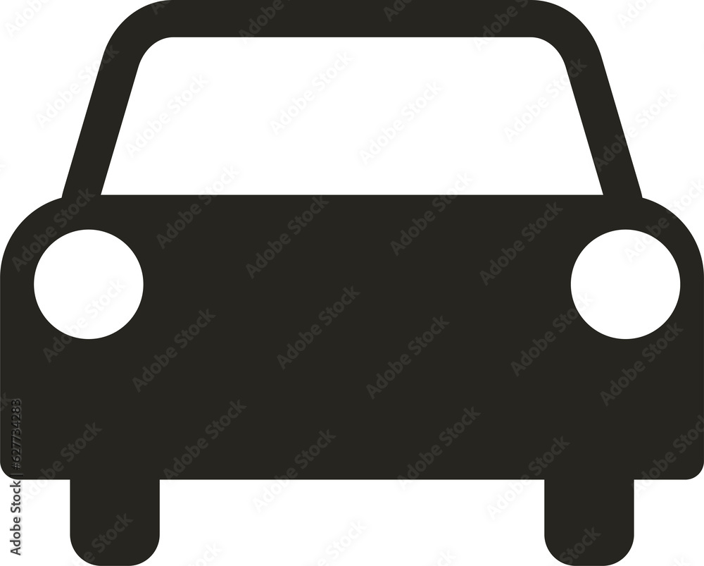 Isolated illustration of black pictogram front of a car with windshield, lamp, and tires Isolated illustration of black pictogram front of a car with windshield, lamp, and tires