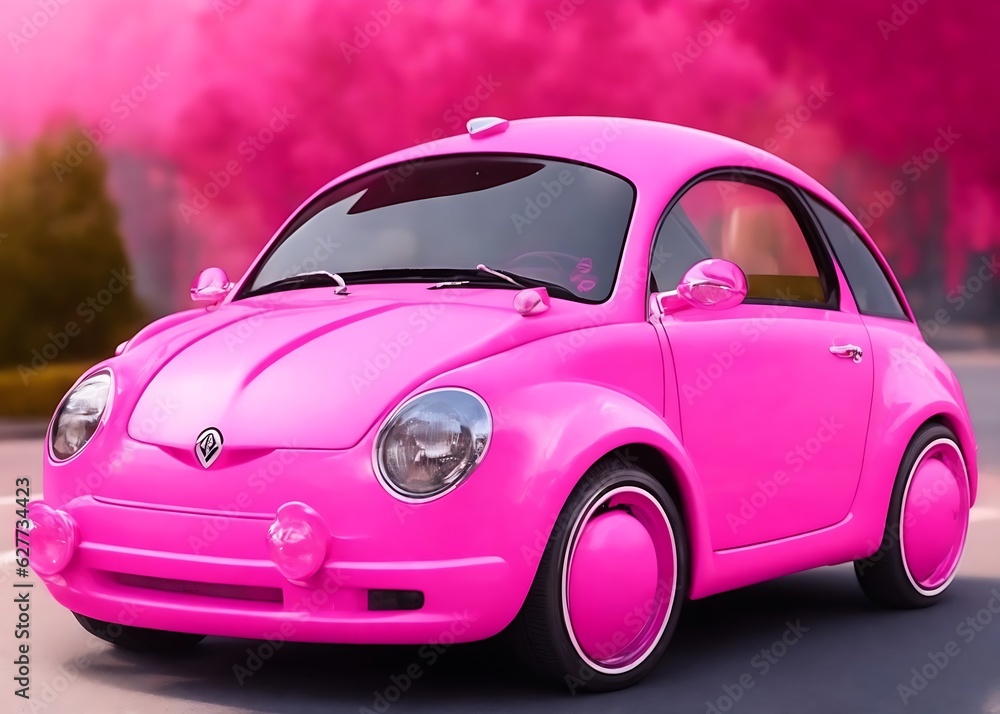 Pink car and pink background, generative ai