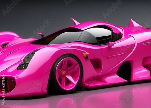 Pink super car, generative ai © arrowgfx