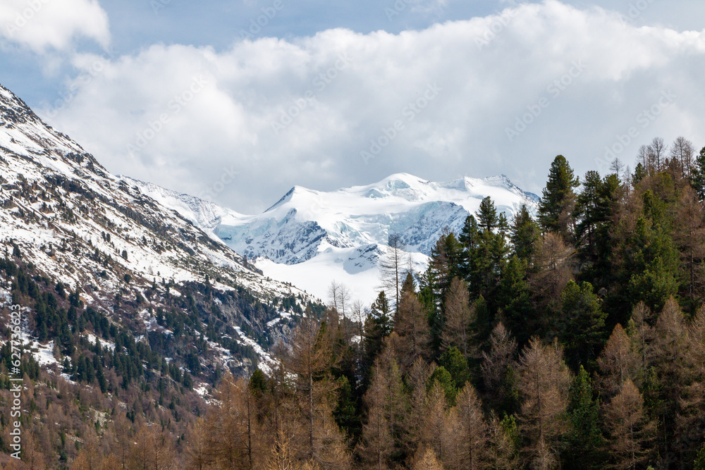 View of The Morteratsch Glacier on the Bernina range.