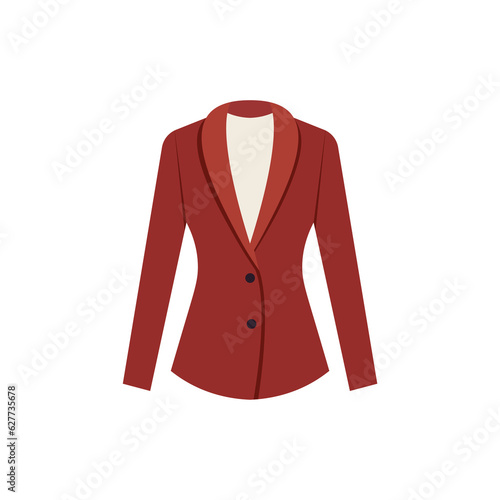 Brown color woman suit vector illustration, formal blazer isolated on white background