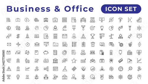 Business strategy set of web icons in line style. Business solutions icons for web and mobile app. Action List, research, solution, team, marketing, startup, advertising, business process