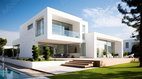 Contemporary Luxury White House. Modern mansion. Generative AI © Framefolio