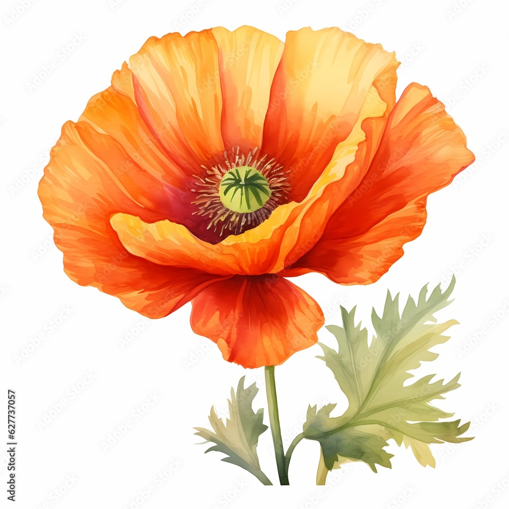watercolor painting a poppy flower watercolor painting a poppy flower