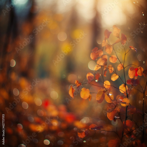 autumn leaves bokeh background. Generative ai