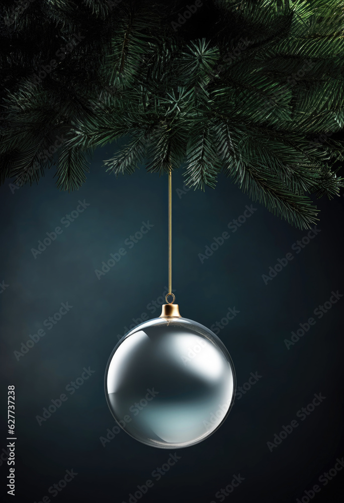 Christmas bauble on tree. Elegant classic design