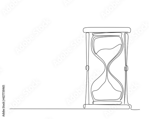 Continuous one line drawing of hourglass . Sand glass timer line art vector illustration. Editable stroke. 