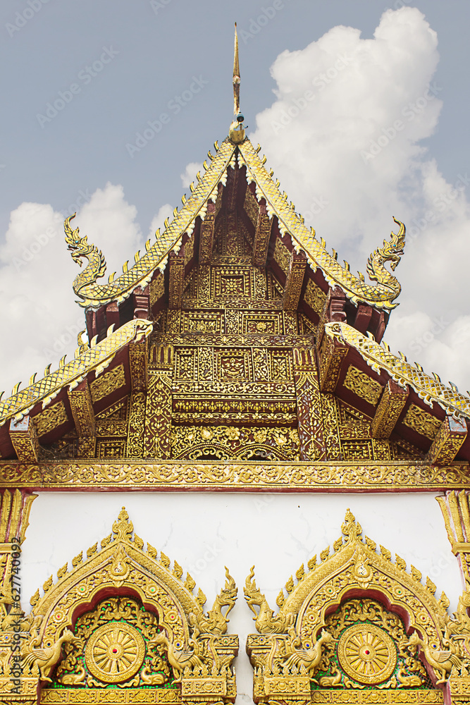 Lanna chapel with sky in thai temple Lanna chapel with sky in thai temple